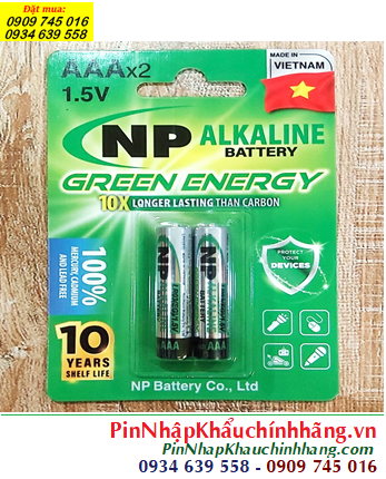 Pin NP LR03EG(2B), Pin AAA 1.5v alkaline LR03EG(2B) Green Energy chính hãng (Loại vỉ 2 viên)